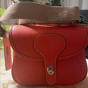 Dooney & Bourke Orange Crossbody Bag with Tan Strap